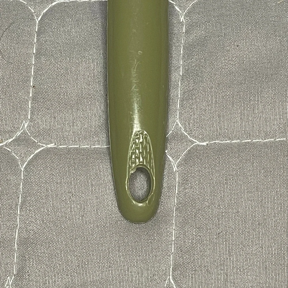 EKCO Vintage Slotted Spoon Chromium Plated Avocado‎ Green Plastic Handle USA